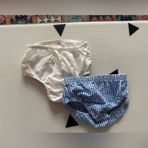 Nanette|Baby girl two piece bundle of diaper covers•••Blue gingham & white,24M